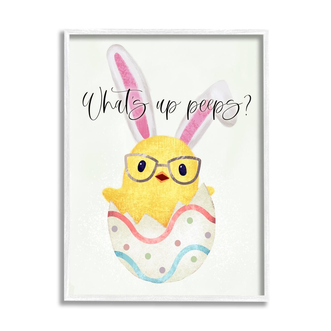 Stupell Industries What's Up Peeps Funny Easter Phrase Hatched Chick Framed Giclee Art